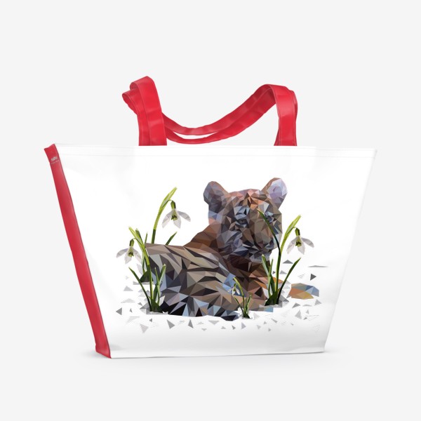 Пляжная сумка «Тигрёнок с подснежниками»
