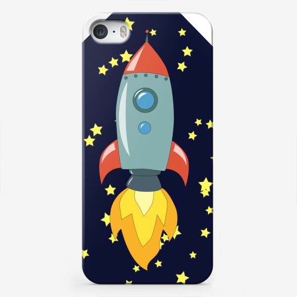 Чехол iPhone «Полетели! Космическая ракета среди звезд»