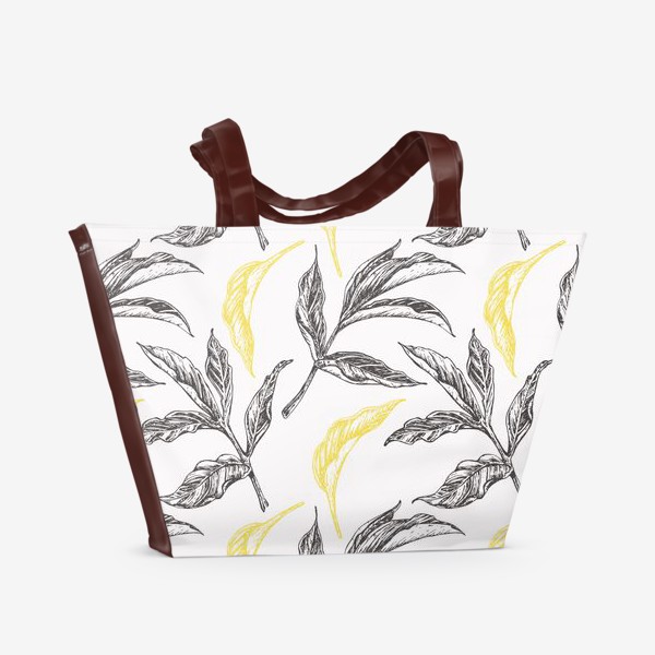 Пляжная сумка «Листья пиона»