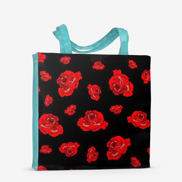 Сумка-шоппер «Красные розы на черном»