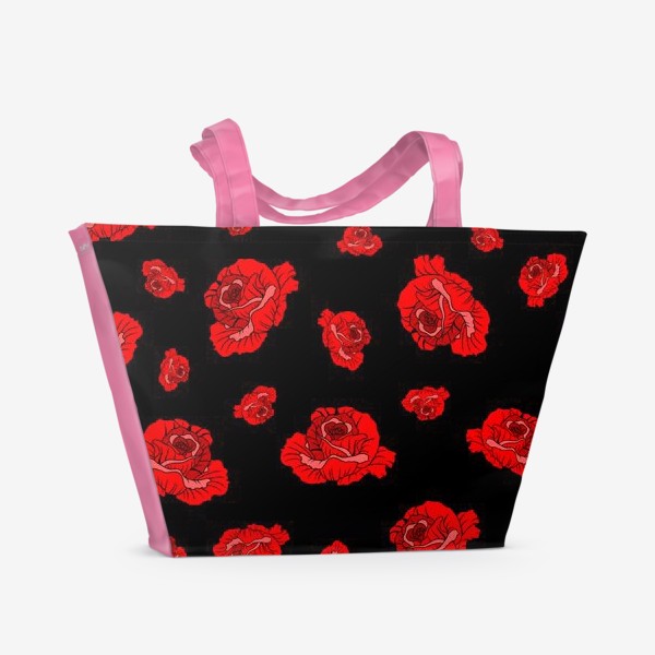 Пляжная сумка &laquo;Красные розы на черном&raquo;