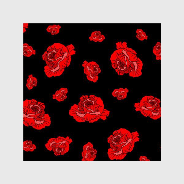 Шторы «Красные розы на черном»