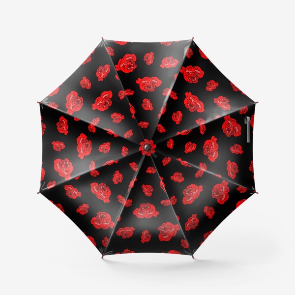 Зонт «Красные розы на черном»