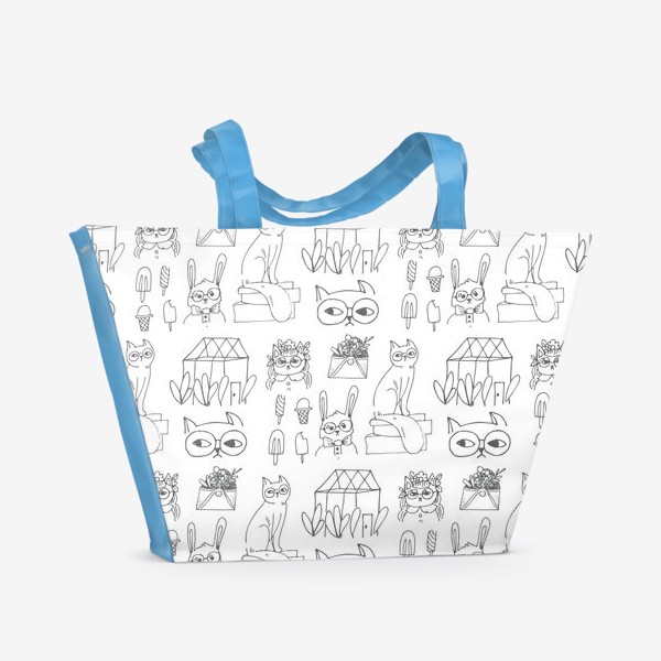 Пляжная сумка «Котики и кролики»