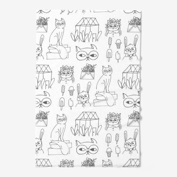 Полотенце «Котики и кролики»