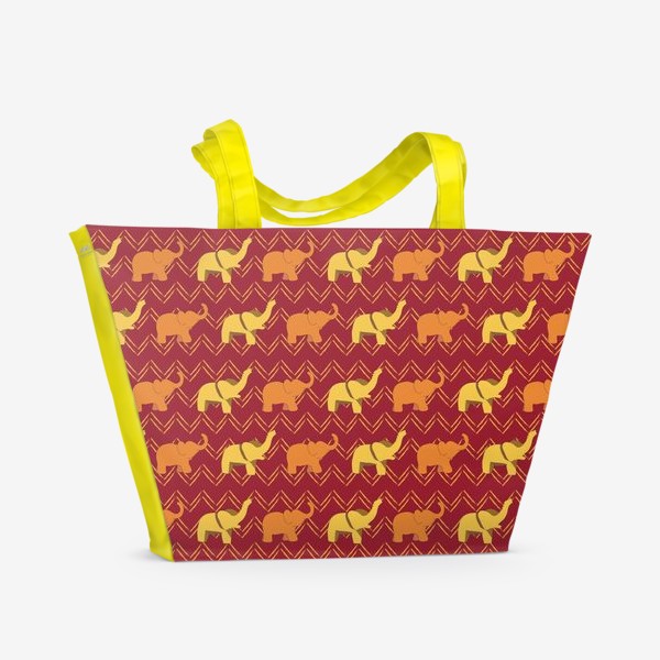 Пляжная сумка «Желтые и оранжевые слоники»