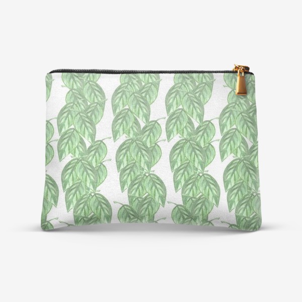 Косметичка «паттерн орнамент в виде зеленых листьев растения»