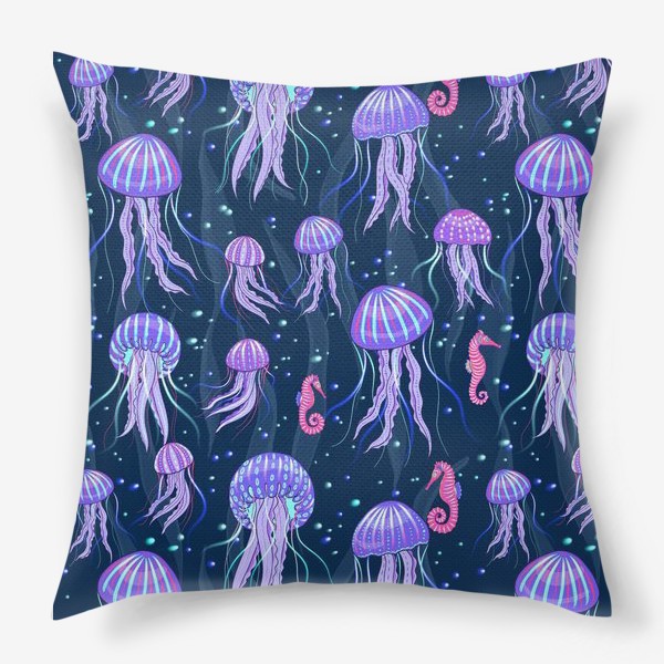 Подушка «Медузы на морской глубине. »