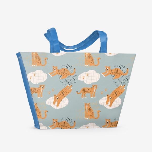 Пляжная сумка «тигрята на голубом»