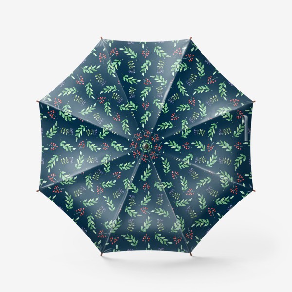 Зонт «Веточки и ягоды на темном»