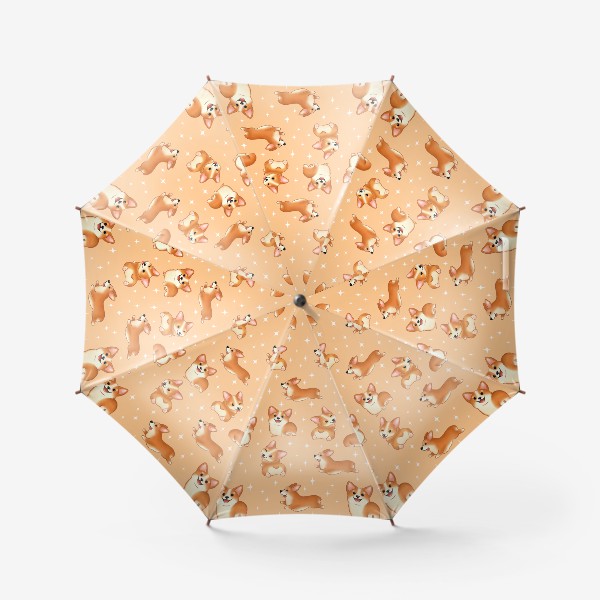 Зонт «Милые корги на бежевом»