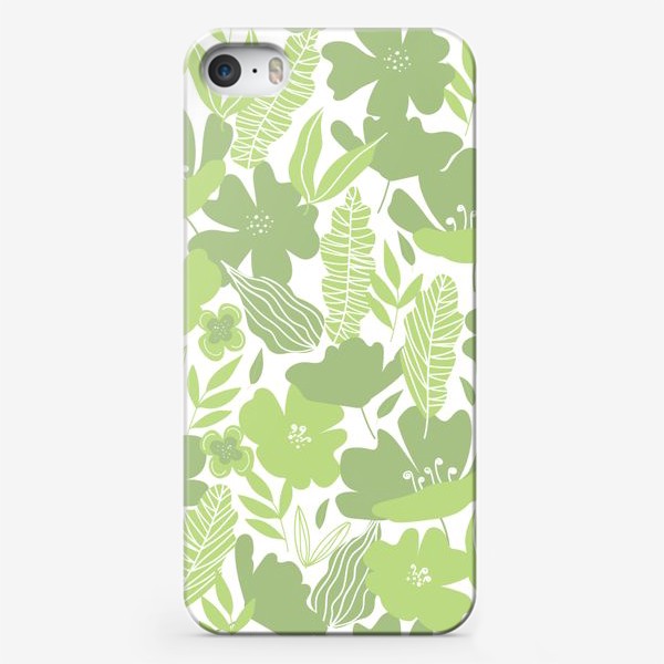 Чехол iPhone «зелёный цветочный узор»
