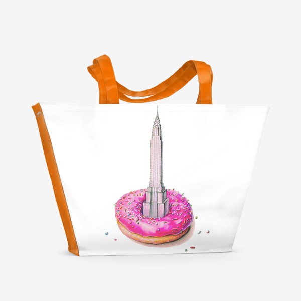 Пляжная сумка «Пончик с малиновой глазурью Нью-Йорк »