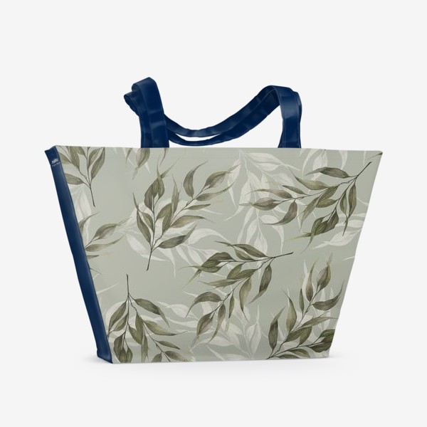 Пляжная сумка «Веточки ивы на зеленом фоне»