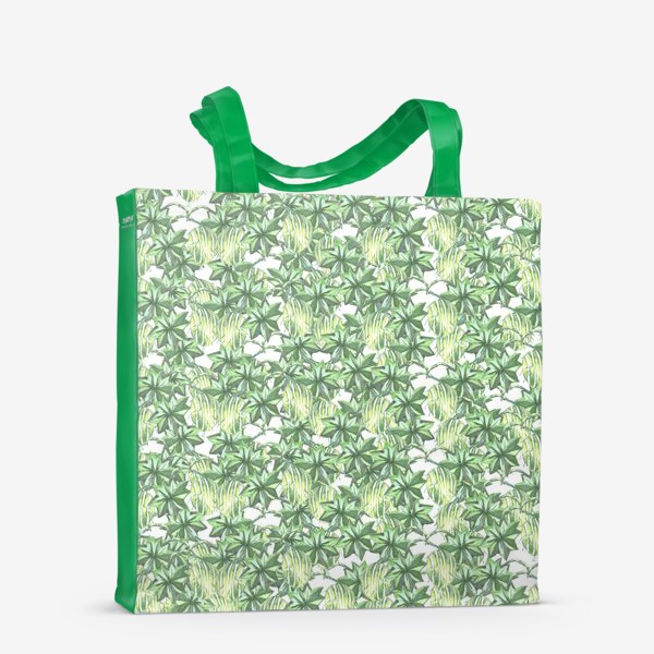Сумка-шоппер «паттерн зеленые листья растения и ягоды крыжовника»