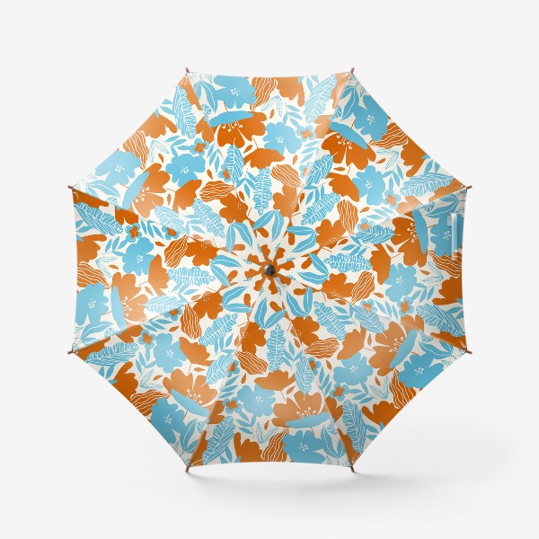 Зонт &laquo;бирюзовые цветы&raquo;