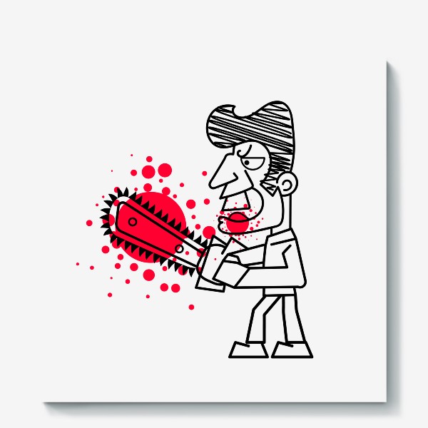 Холст «Killer with chainsaw vector illustration on white background.»