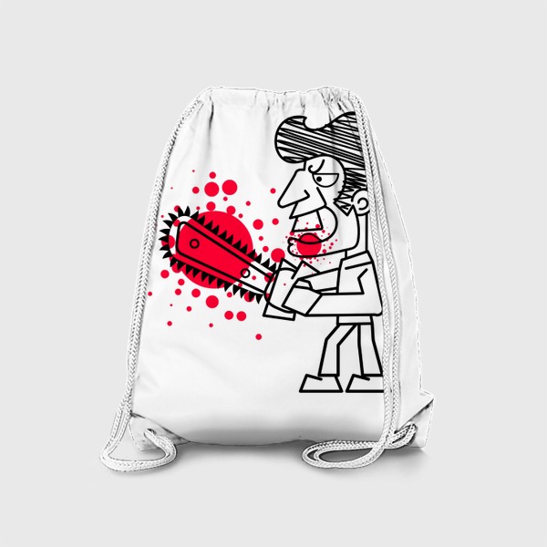 Рюкзак «Killer with chainsaw vector illustration on white background.»