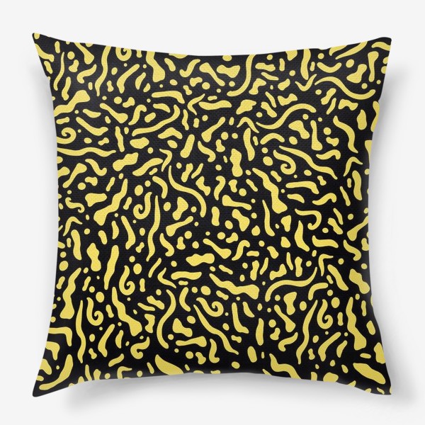 Подушка «Желтые узоры на черном»