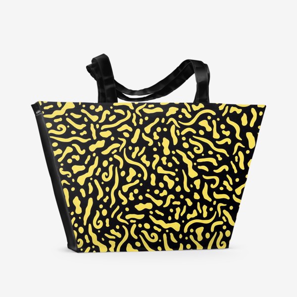 Пляжная сумка «Желтые узоры на черном»