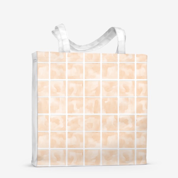 Сумка-шоппер «Акварельный узор с квадратиками персикового цвета»