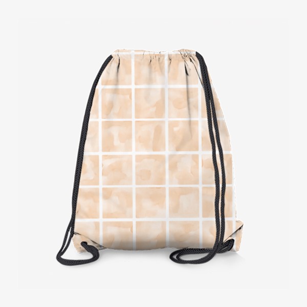 Рюкзак «Акварельный узор с квадратиками персикового цвета»