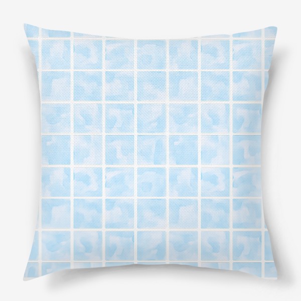 Подушка «Акварельный узор с квадратиками голубого цвета »