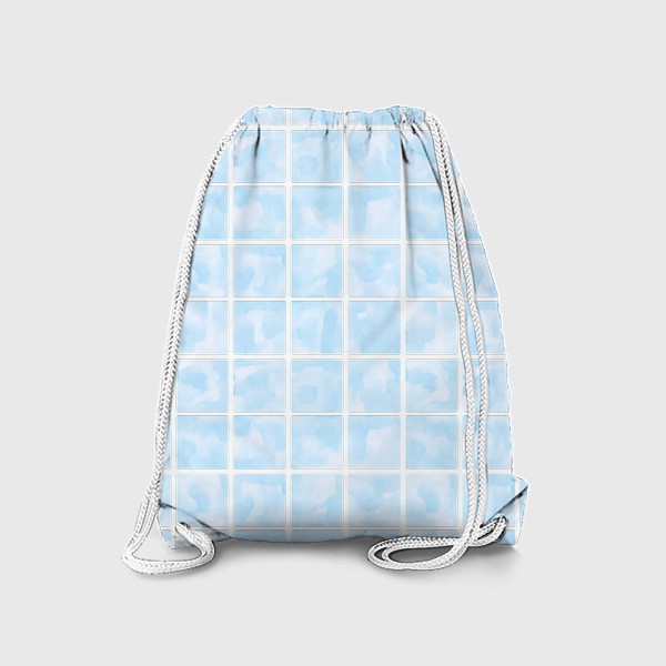 Рюкзак «Акварельный узор с квадратиками голубого цвета »