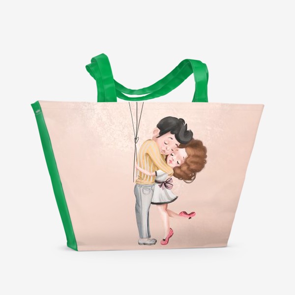 Пляжная сумка «Любовь, шарики, влюбленные»