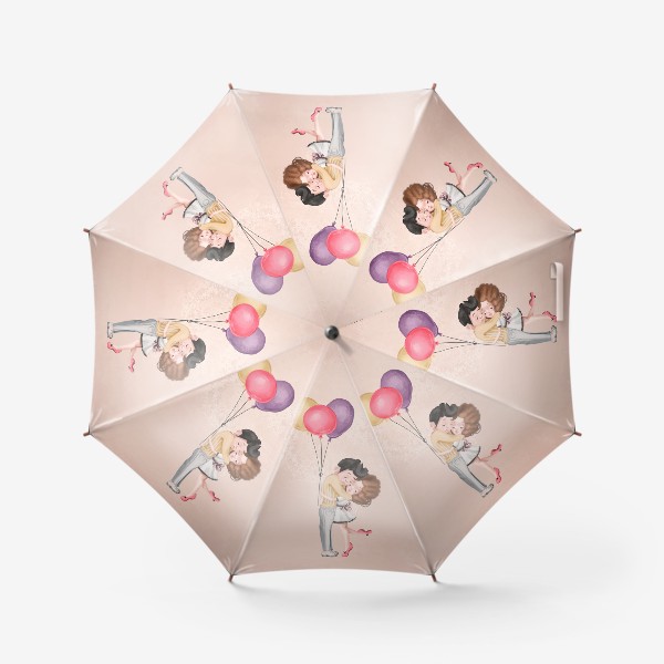 Зонт «Любовь, шарики, влюбленные»