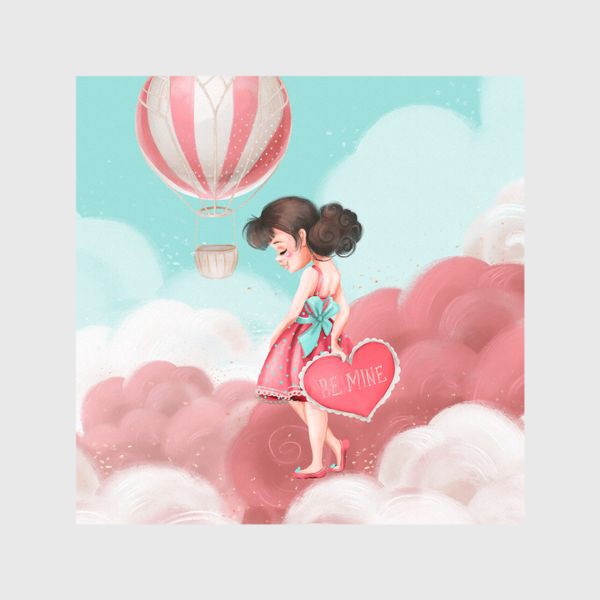 Шторы «Любовь, девушка, воздушный шар»