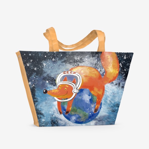 Пляжная сумка «Лис в космосе»