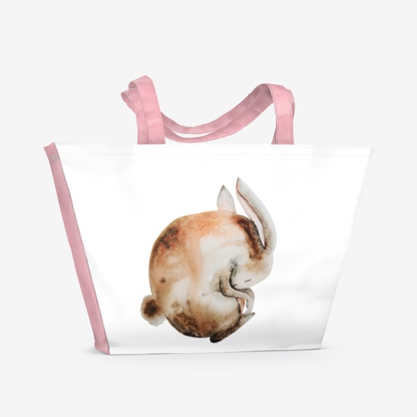 Пляжная сумка «Спящий кролик. Акварель »