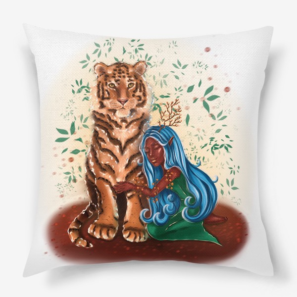 Подушка «Амурский тигр и девочка-природа »