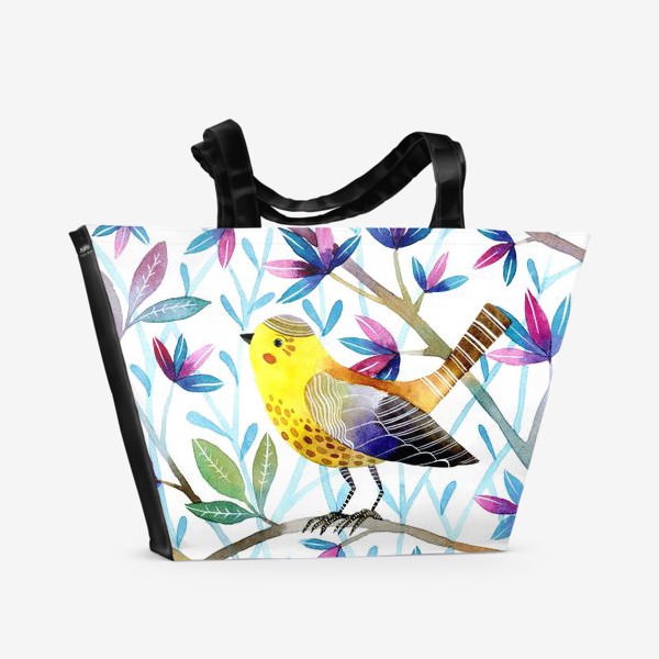 Пляжная сумка «Птичка на веточках »