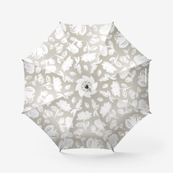 Зонт «Цветочный бело-бежевый узор»