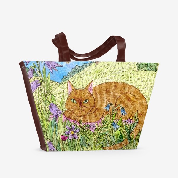 Пляжная сумка &laquo;Кошка в саду&raquo;