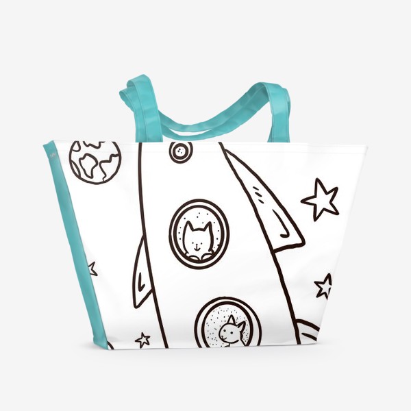Пляжная сумка «Коты в космосе»