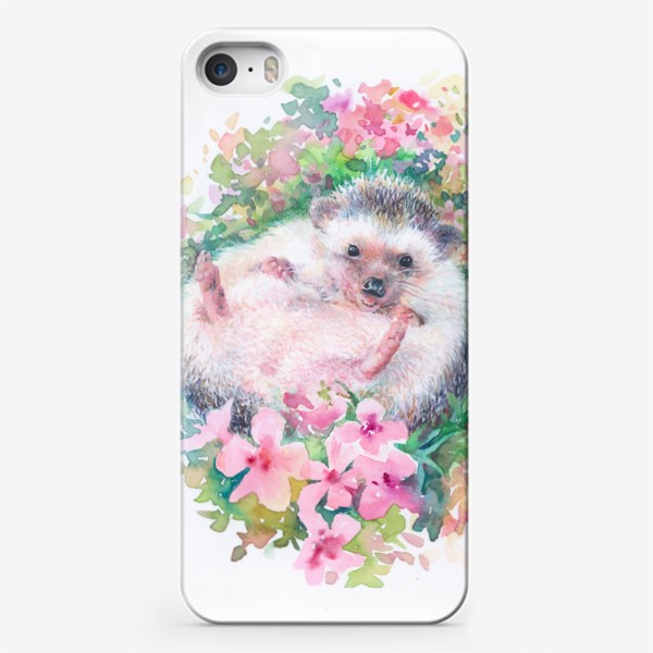 Чехол iPhone «Ежичек в цветах»