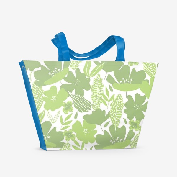 Пляжная сумка «зелёный цветочный узор»