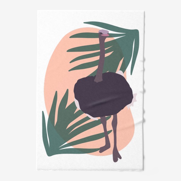 Полотенце «Страус с абстрактными пятнами и листьями»