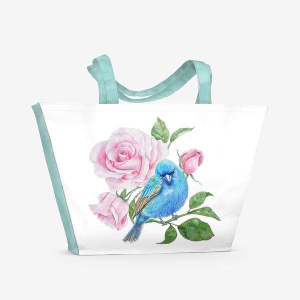 Пляжная сумка «Птица в розах»