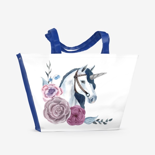 Пляжная сумка «Единорог в цветах»