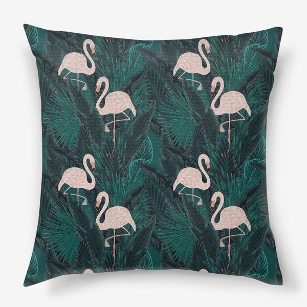 Подушка «фламинго в тропиках»