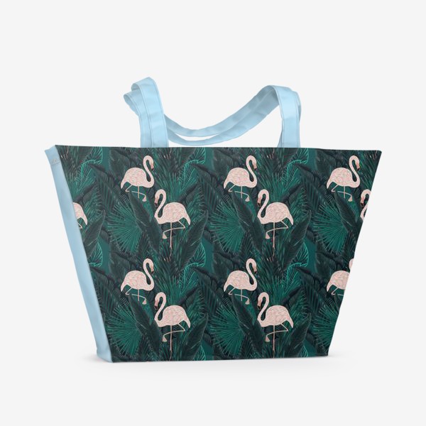 Пляжная сумка «фламинго в тропиках»