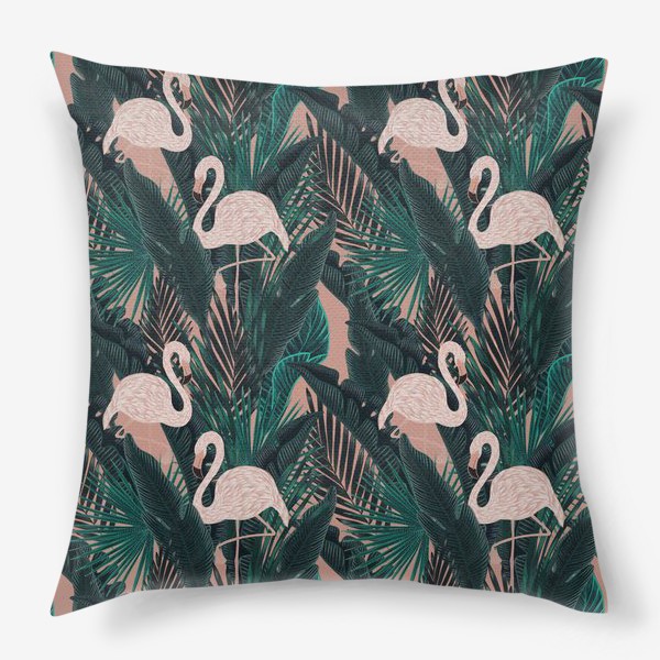 Подушка «фламинго в тропиках»