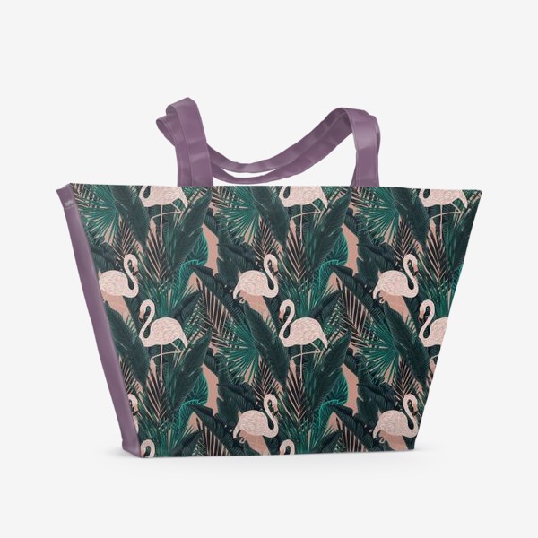 Пляжная сумка «фламинго в тропиках»
