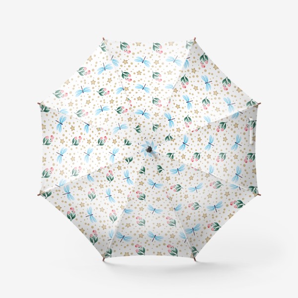 Зонт «паттерн стрекозы и тюльпаны»