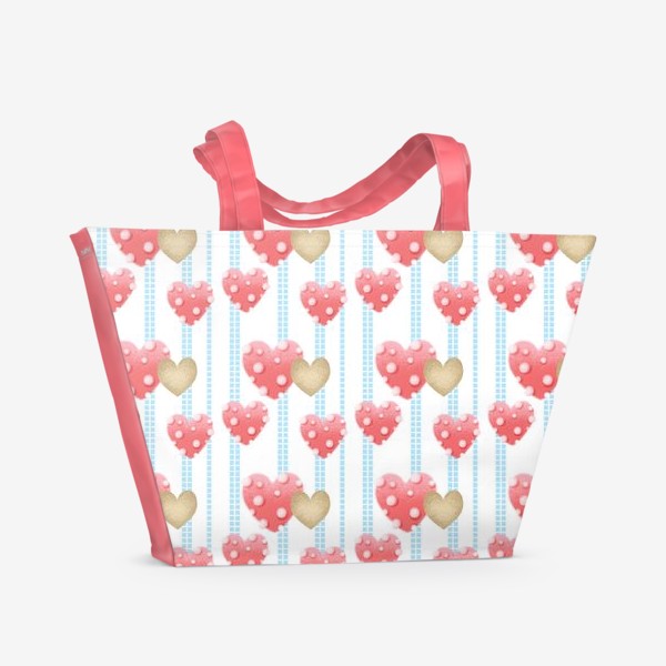 Пляжная сумка «узор с сердцами»