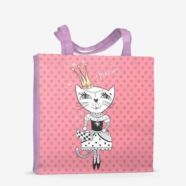 Сумка-шоппер «Кошка-принцесса на розовом»